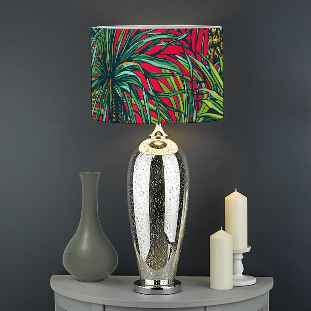 Pineapple Leaves Hawaii Pattern Print Drum Lamp Shade