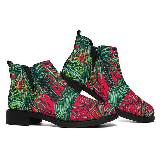 Pineapple Leaves Hawaii Pattern Print Flat Ankle Boots