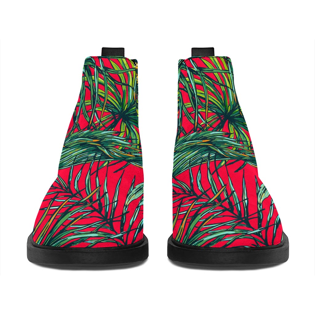 Pineapple Leaves Hawaii Pattern Print Flat Ankle Boots