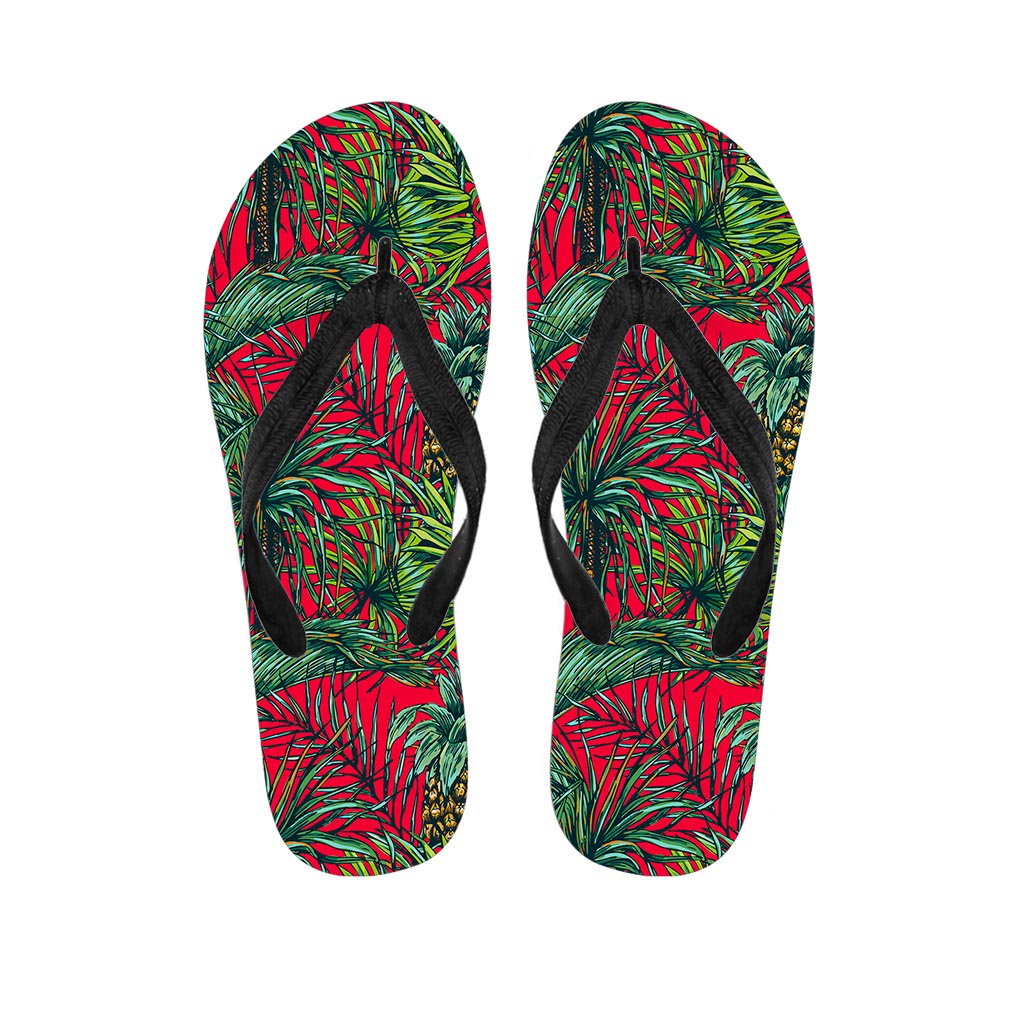 Pineapple Leaves Hawaii Pattern Print Flip Flops