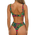 Pineapple Leaves Hawaii Pattern Print Front Bow Tie Bikini