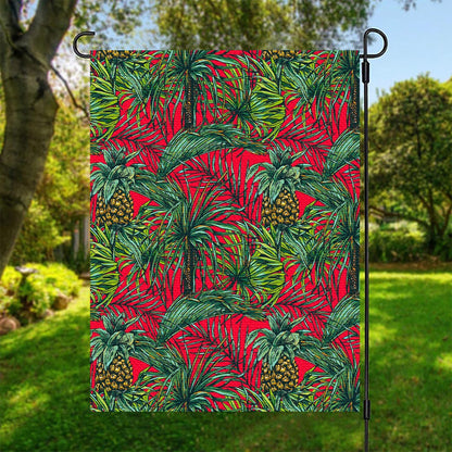 Pineapple Leaves Hawaii Pattern Print Garden Flag