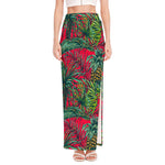 Pineapple Leaves Hawaii Pattern Print High Slit Maxi Skirt