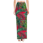 Pineapple Leaves Hawaii Pattern Print High Slit Maxi Skirt