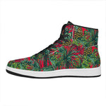 Pineapple Leaves Hawaii Pattern Print High Top Leather Sneakers