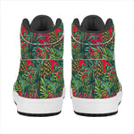 Pineapple Leaves Hawaii Pattern Print High Top Leather Sneakers