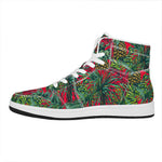 Pineapple Leaves Hawaii Pattern Print High Top Leather Sneakers