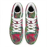 Pineapple Leaves Hawaii Pattern Print High Top Leather Sneakers