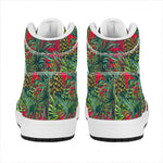 Pineapple Leaves Hawaii Pattern Print High Top Leather Sneakers