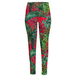 Pineapple Leaves Hawaii Pattern Print High-Waisted Pocket Leggings