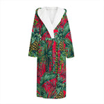 Pineapple Leaves Hawaii Pattern Print Hooded Bathrobe