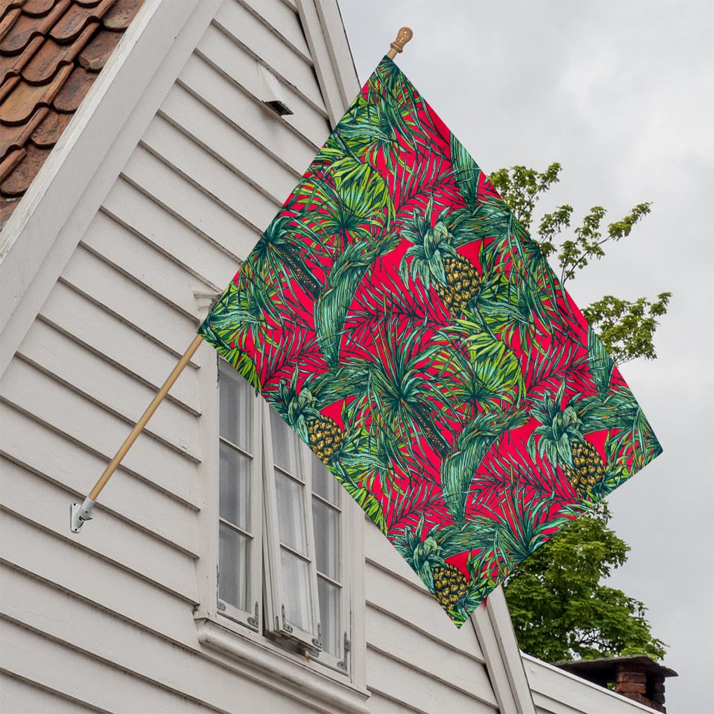 Pineapple Leaves Hawaii Pattern Print House Flag