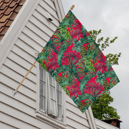 Pineapple Leaves Hawaii Pattern Print House Flag