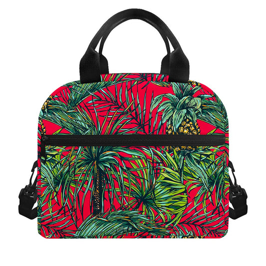 Pineapple Leaves Hawaii Pattern Print Insulated Lunch Bag