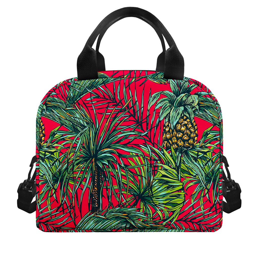 Pineapple Leaves Hawaii Pattern Print Insulated Lunch Bag