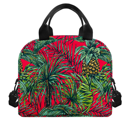 Pineapple Leaves Hawaii Pattern Print Insulated Lunch Bag