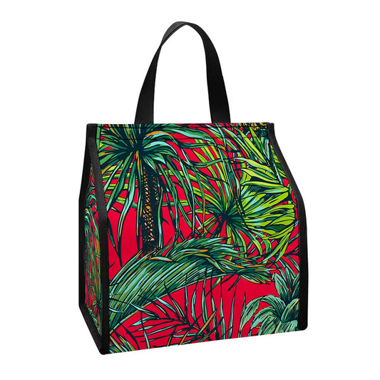 Pineapple Leaves Hawaii Pattern Print Insulated Lunch Tote