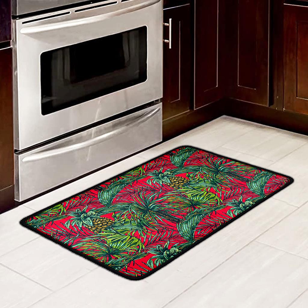 Pineapple Leaves Hawaii Pattern Print Kitchen Mat