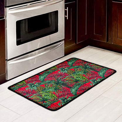 Pineapple Leaves Hawaii Pattern Print Kitchen Mat