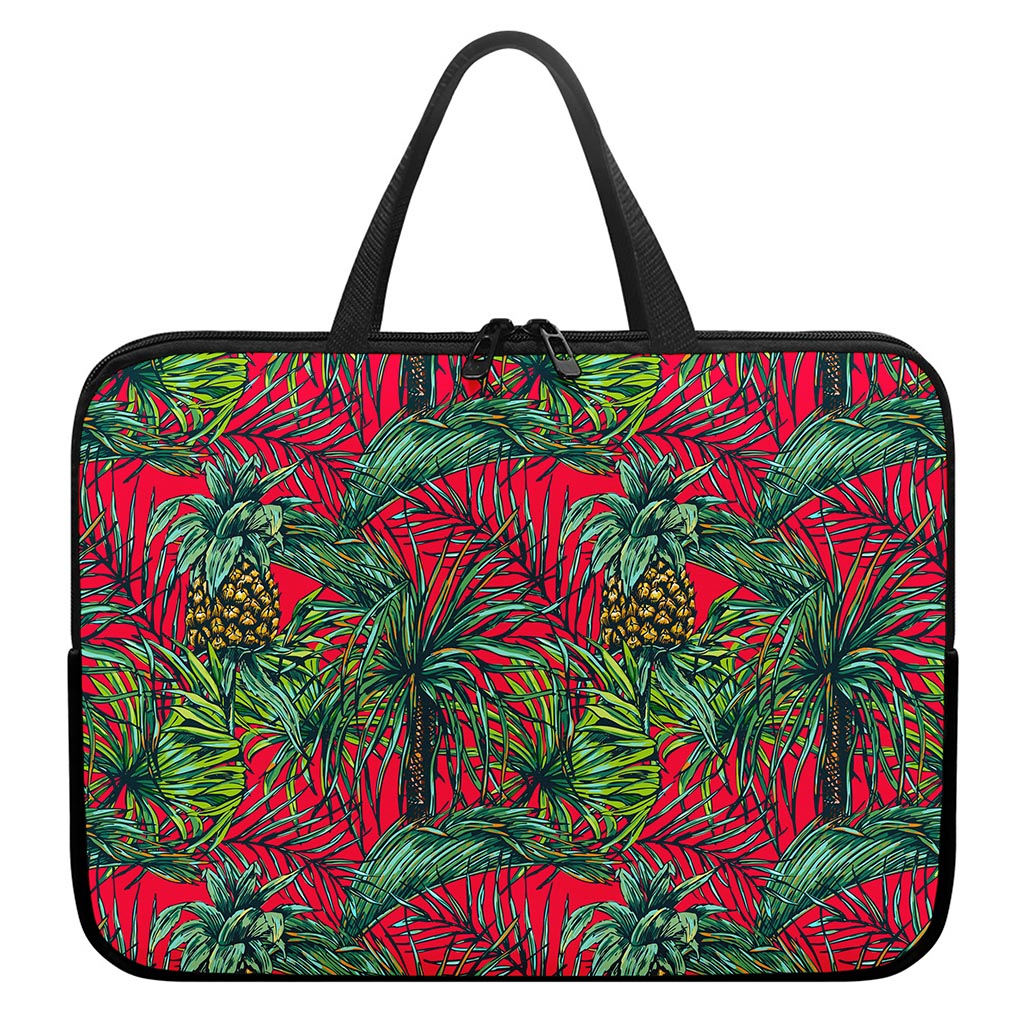 Pineapple Leaves Hawaii Pattern Print Laptop Sleeve With Handle