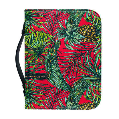 Pineapple Leaves Hawaii Pattern Print Leather Bible Cover