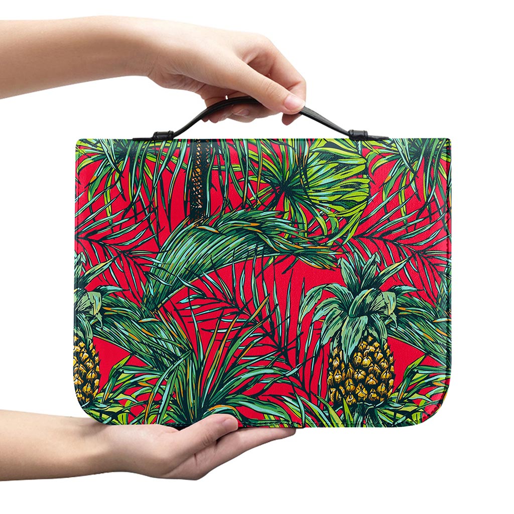 Pineapple Leaves Hawaii Pattern Print Leather Bible Cover