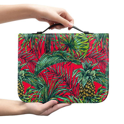 Pineapple Leaves Hawaii Pattern Print Leather Bible Cover