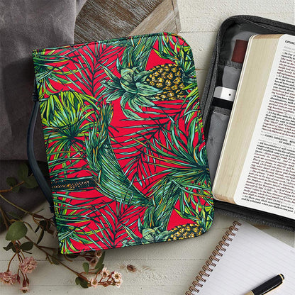 Pineapple Leaves Hawaii Pattern Print Leather Bible Cover