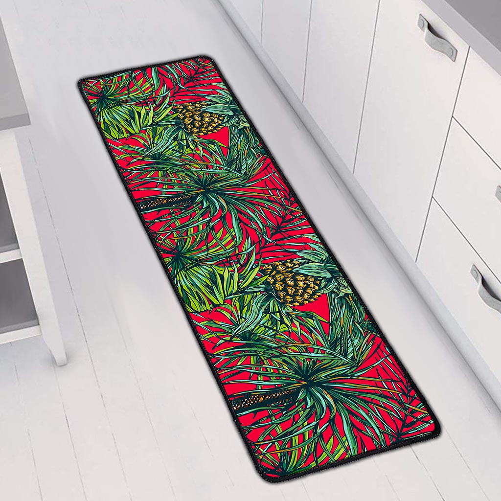 Pineapple Leaves Hawaii Pattern Print Long Kitchen Mat