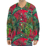Pineapple Leaves Hawaii Pattern Print Long Sleeve Baseball Jersey