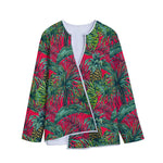 Pineapple Leaves Hawaii Pattern Print Long Sleeve Short Coat