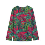 Pineapple Leaves Hawaii Pattern Print Long Sleeve Short Coat