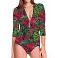 Pineapple Leaves Hawaii Pattern Print Long Sleeve Swimsuit