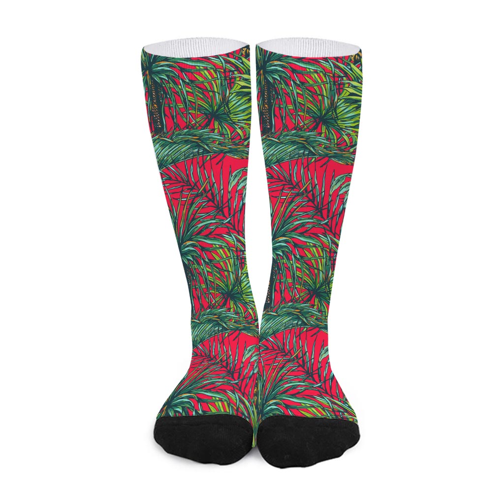 Pineapple Leaves Hawaii Pattern Print Long Socks