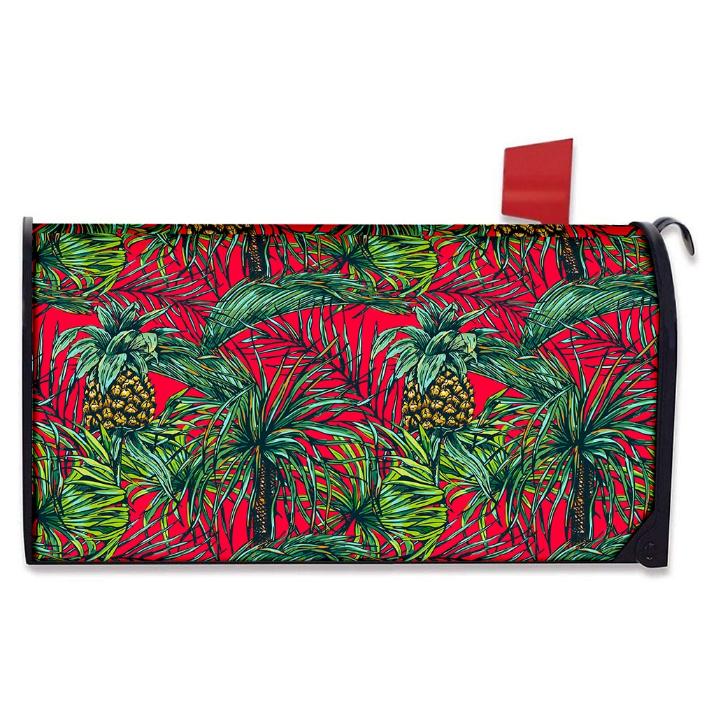 Pineapple Leaves Hawaii Pattern Print Mailbox Cover