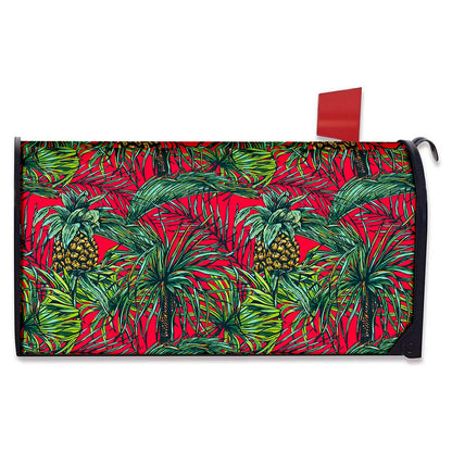 Pineapple Leaves Hawaii Pattern Print Mailbox Cover