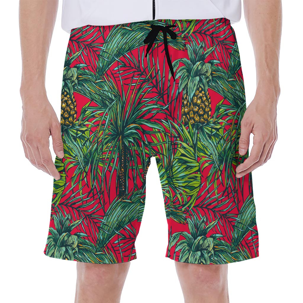 Pineapple Leaves Hawaii Pattern Print Men's Beach Shorts