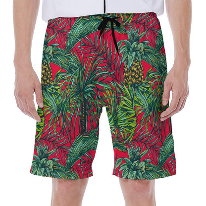 Pineapple Leaves Hawaii Pattern Print Men's Beach Shorts