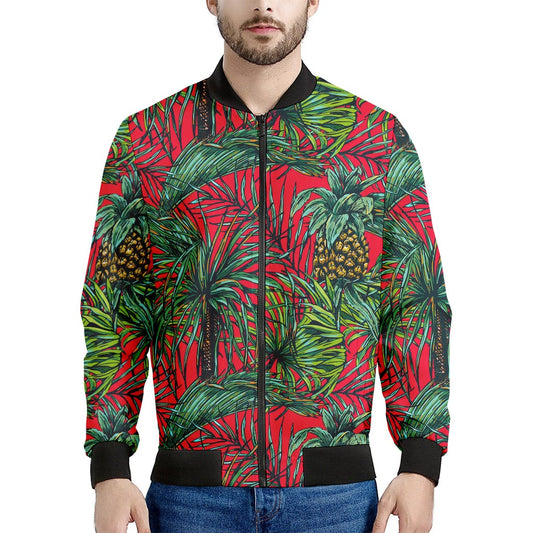 Pineapple Leaves Hawaii Pattern Print Men's Bomber Jacket