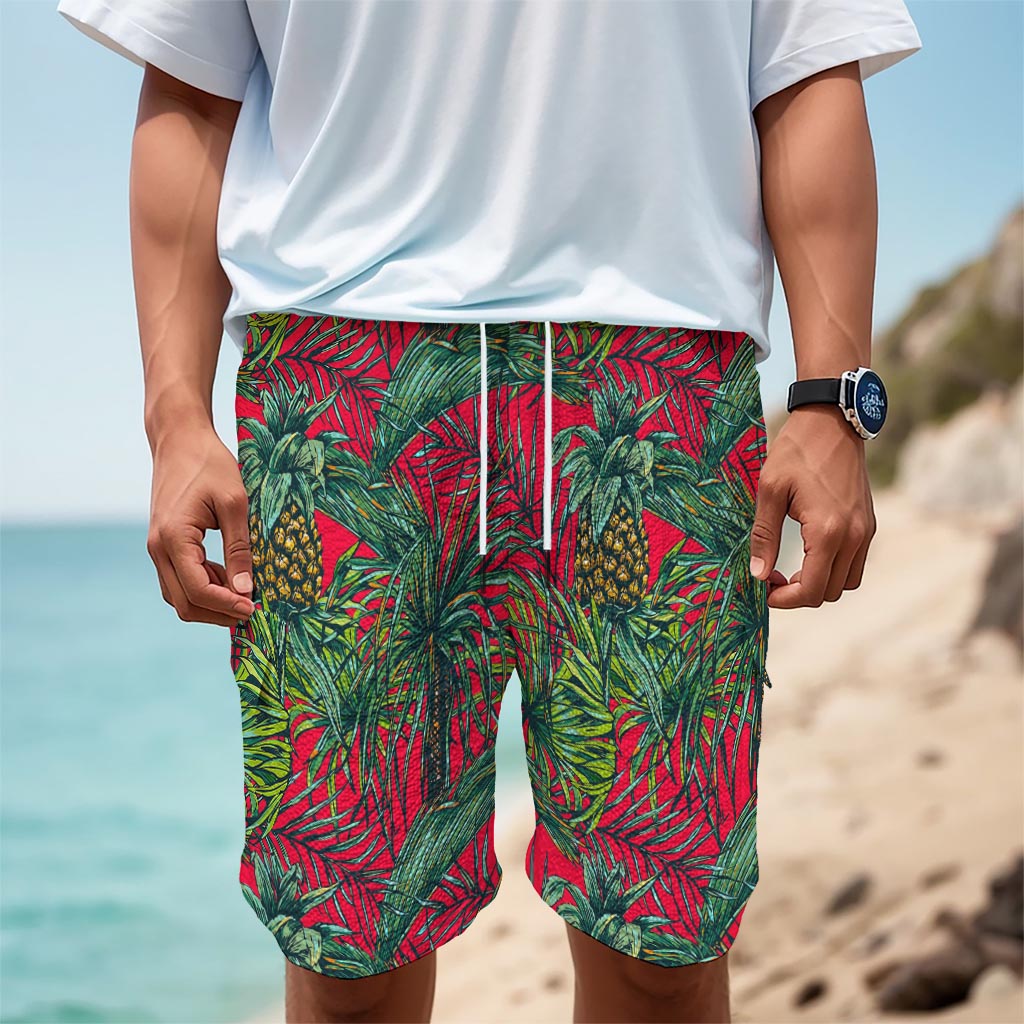 Pineapple Leaves Hawaii Pattern Print Men's Cargo Shorts