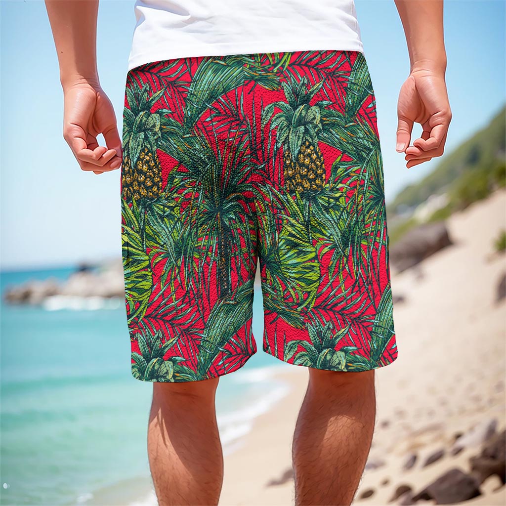 Pineapple Leaves Hawaii Pattern Print Men's Cargo Shorts