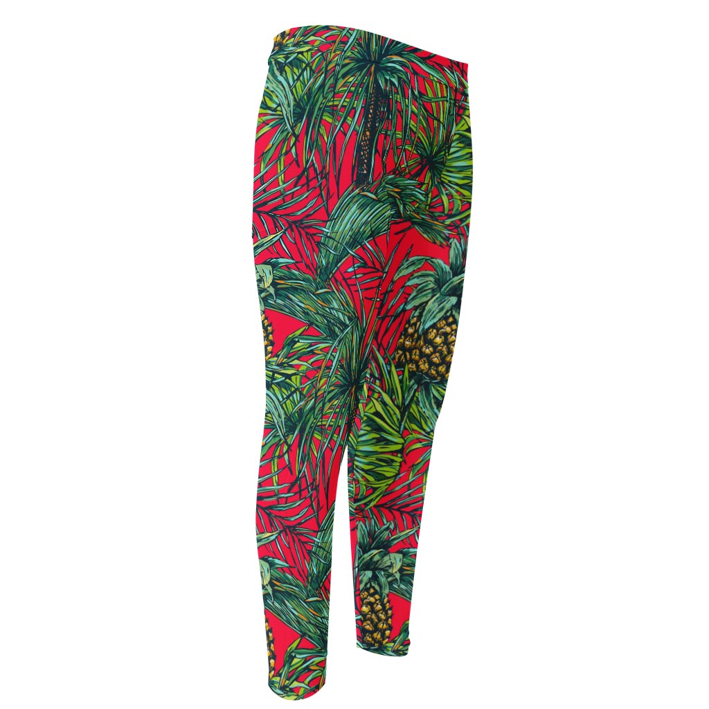 Pineapple Leaves Hawaii Pattern Print Men's Compression Pants