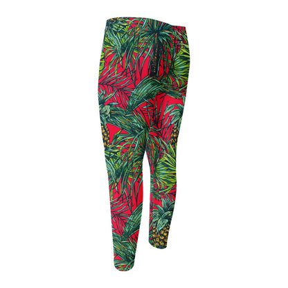 Pineapple Leaves Hawaii Pattern Print Men's Compression Pants