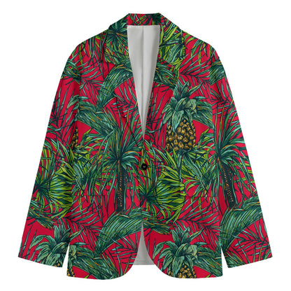 Pineapple Leaves Hawaii Pattern Print Men's Cotton Blazer
