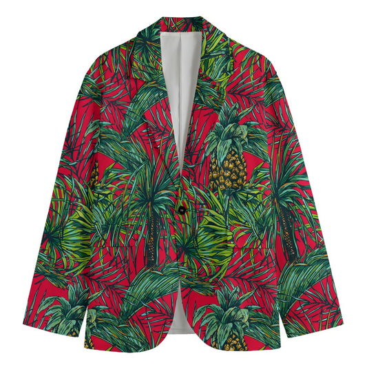 Pineapple Leaves Hawaii Pattern Print Men's Cotton Blazer