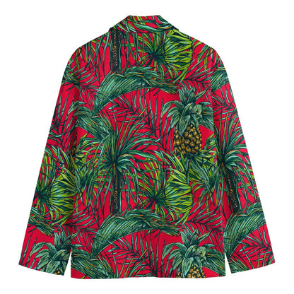 Pineapple Leaves Hawaii Pattern Print Men's Cotton Blazer