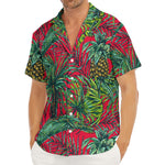 Pineapple Leaves Hawaii Pattern Print Men's Deep V-Neck Shirt
