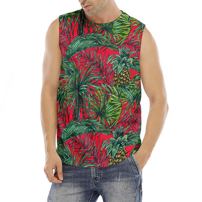 Pineapple Leaves Hawaii Pattern Print Men's Fitness Tank Top
