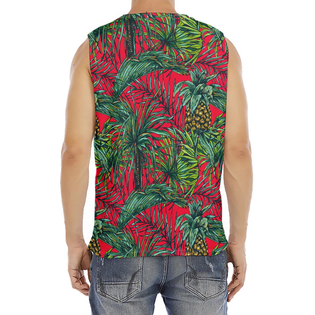 Pineapple Leaves Hawaii Pattern Print Men's Fitness Tank Top