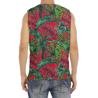 Pineapple Leaves Hawaii Pattern Print Men's Fitness Tank Top